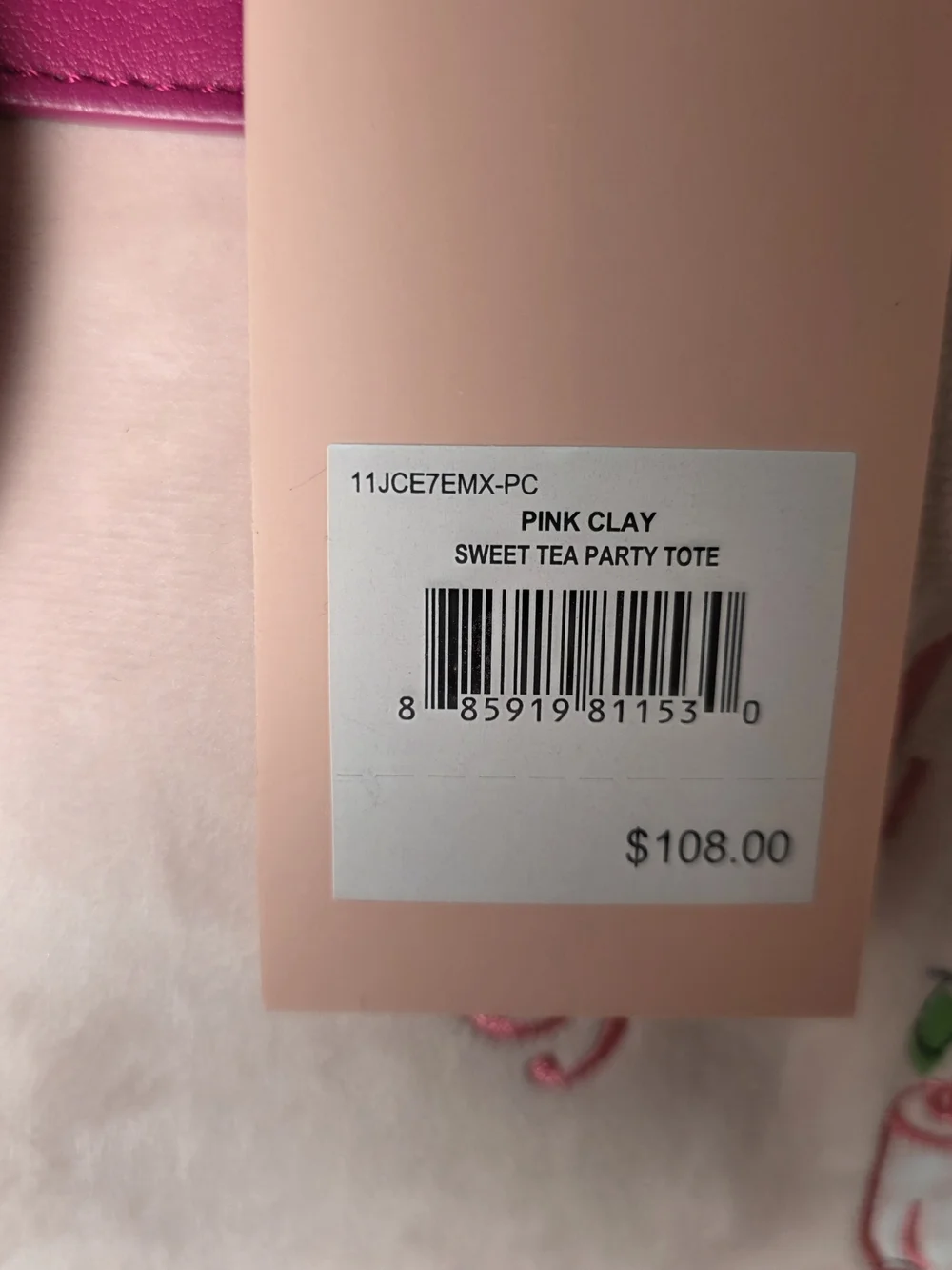 Juicy Couture Pink Clay Sweet Tea Party  Spill The Juice Tote